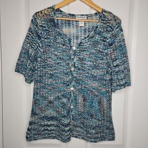 NorthStyle Open Knit Cardigan M Button Cottagecore Grandma Crochet Fairy Boho